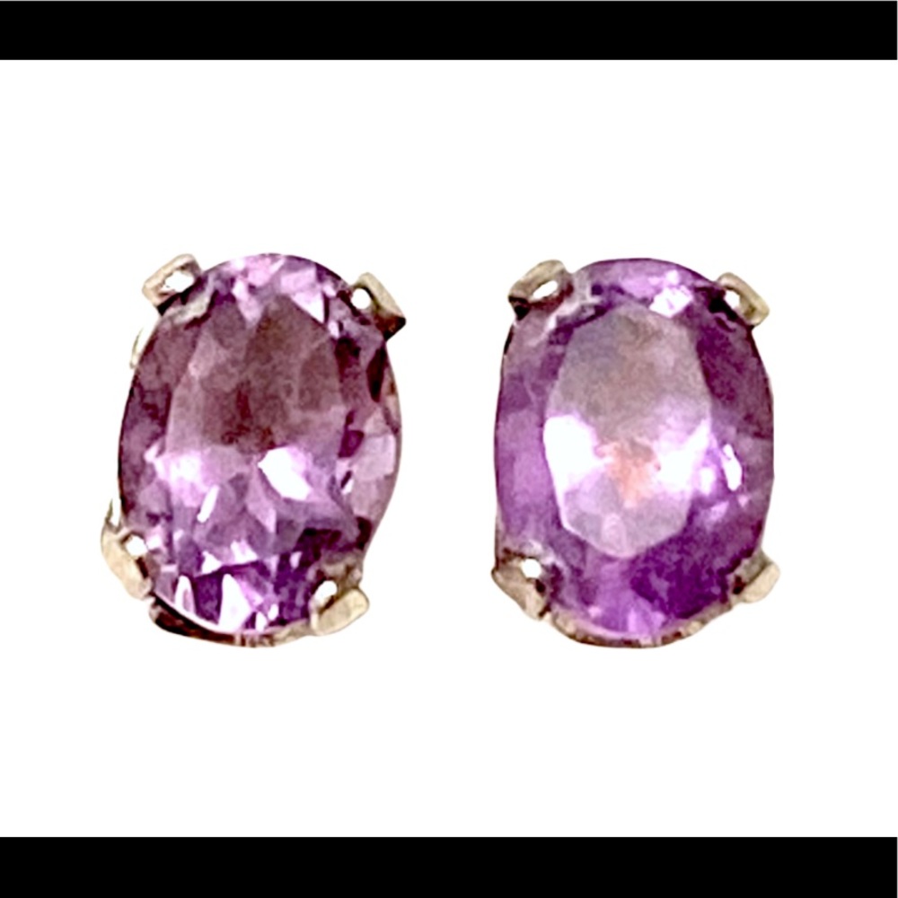 Amethyst Sterling Silver Stud Earrings 925